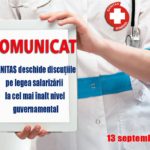 Comunicat – Federația SANITAS deschide discuţiile pe legea salarizării la cel mai înalt nivel guvernamental
