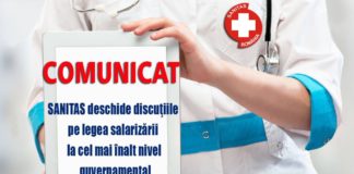 Comunicat – Federația SANITAS deschide discuţiile pe legea salarizării la cel mai înalt nivel guvernamental