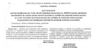S-a publicat Hotărârea de Guvern nr. 853/ 2017 care aprobă standardul de cost / an pentru servicii acordate în unităţile de asistenţă medico-sociale
