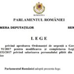 Legea privind aprobarea OUG nr. 91/2017 pentru modificarea și completarea Legii 153/2017 privind personalul plătit din fonduri publice a fost adoptată de Parlamentul României