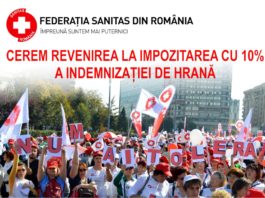 Federația SANITAS cere revenirea la impozitarea cu 10% a indemnizației de hrană