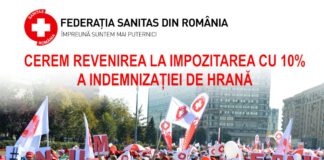 Federația SANITAS cere revenirea la impozitarea cu 10% a indemnizației de hrană