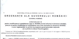 ORDONANȚA nr. 9 din 8 august 2019 pentru modificarea și completarea Legii nr. 95/2006 privind reforma în domeniul sănătății, precum și pentru modificarea și completarea unor acte normative în domeniul sănătății, a unor reglementări cu privire la programe guvernamentale naționale și cu privire la măsuri fiscal-bugetare