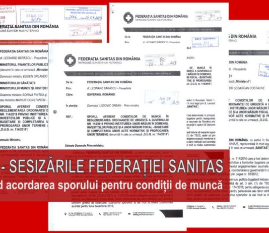 SANITAS cere noului guvern eliminarea discriminărilor legate de acordarea sporurilor pentru condiții de muncă