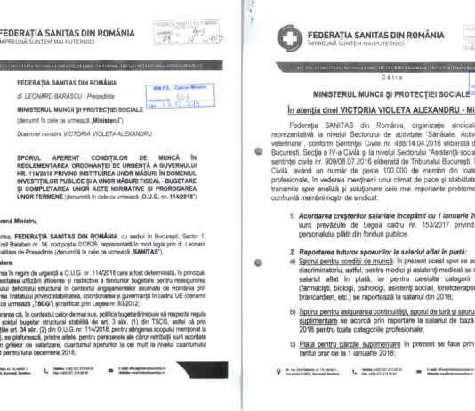 INFORMARE privind întâlnirea dintre Biroul Operativ al Federatiei Sanitas din Romania si doamna Violeta Alexandru – Ministrul Muncii și Justiției Sociale, din data de 03.12.2019