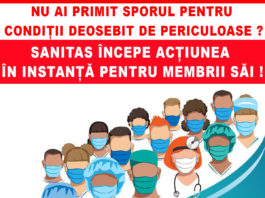 Nu ai primit sporul pentru condiții deosebit de periculoase? SANITAS începe acțiunea în instanță pentru membrii săi!