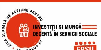 Inițiativă sindicală internațională: 29 octombrie 2021 – „Investiții și muncă decentă în servicii sociale”