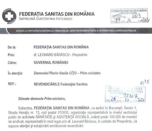 REVENDICĂRILE FEDERAȚIEI SANITAS
