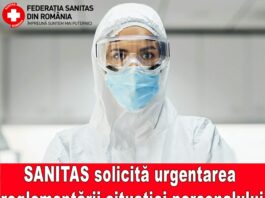 Sanitas cere autorităților rezolvarea de urgență a situației personalului din Sănătate încadrat cu contracte de muncă doar pe perioada stării de urgență și de alertă!