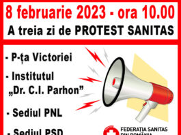 8 februarie 2023: a treia zi de protest SANITAS