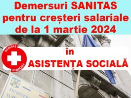 Demersuri SANITAS pentru creșteri salariale de la 1 martie 2024 în Asistență socială