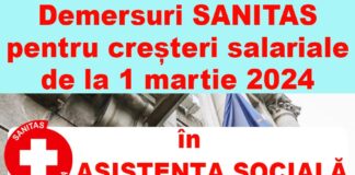 Demersuri SANITAS pentru creșteri salariale de la 1 martie 2024 în Asistență socială