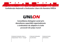 Confederația Națională a Sindicatelor Libere din România – Frăția în parteneriat cu trei federații sindicale naționale implementează proiectul ”UNI.ON – Consolidarea dialogului social prin dezvoltarea capacității organizaționale a sindicatelor de adaptare la noile provocări din piața muncii”