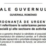 S-a publicat în Monitorul Oficial OUG nr. 19/2024 privind unele măsuri referitoare la salarizarea personalului din sănătate, asistență socială și alte sectoare de activitate bugetară