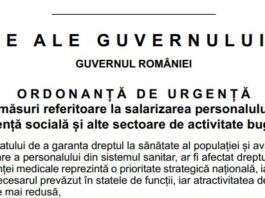S-a publicat în Monitorul Oficial OUG nr. 19/2024 privind unele măsuri referitoare la salarizarea personalului din sănătate, asistență socială și alte sectoare de activitate bugetară