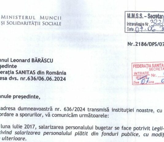 Opinia SANITAS a fost confirmată de Ministerul Muncii!
