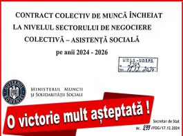 A intrat în vigoare primul Contract Colectiv de Muncă pentru Asistența Socială