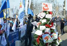 Protest sindical în fața Palatului Cotroceni