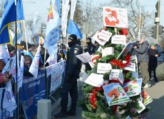 Protest sindical în fața Palatului Cotroceni