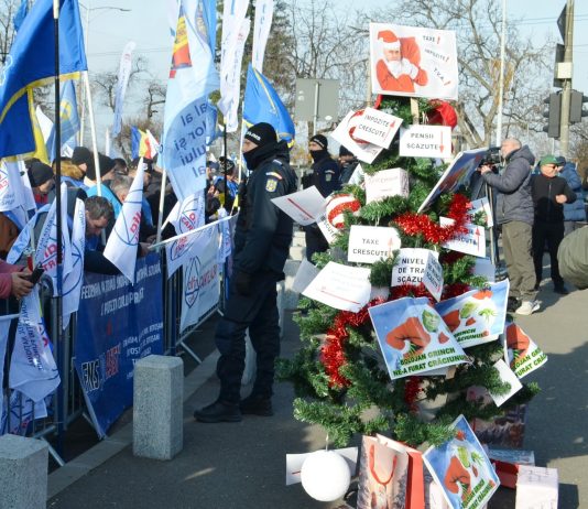 Protest sindical în fața Palatului Cotroceni